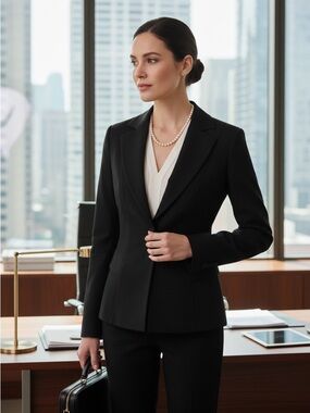 WHBM Black Tailored Blazer Fitted Structured Jacket Size 0